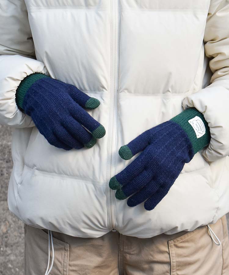 ≪SALE≫スマホタッチ配色ニットグローブ