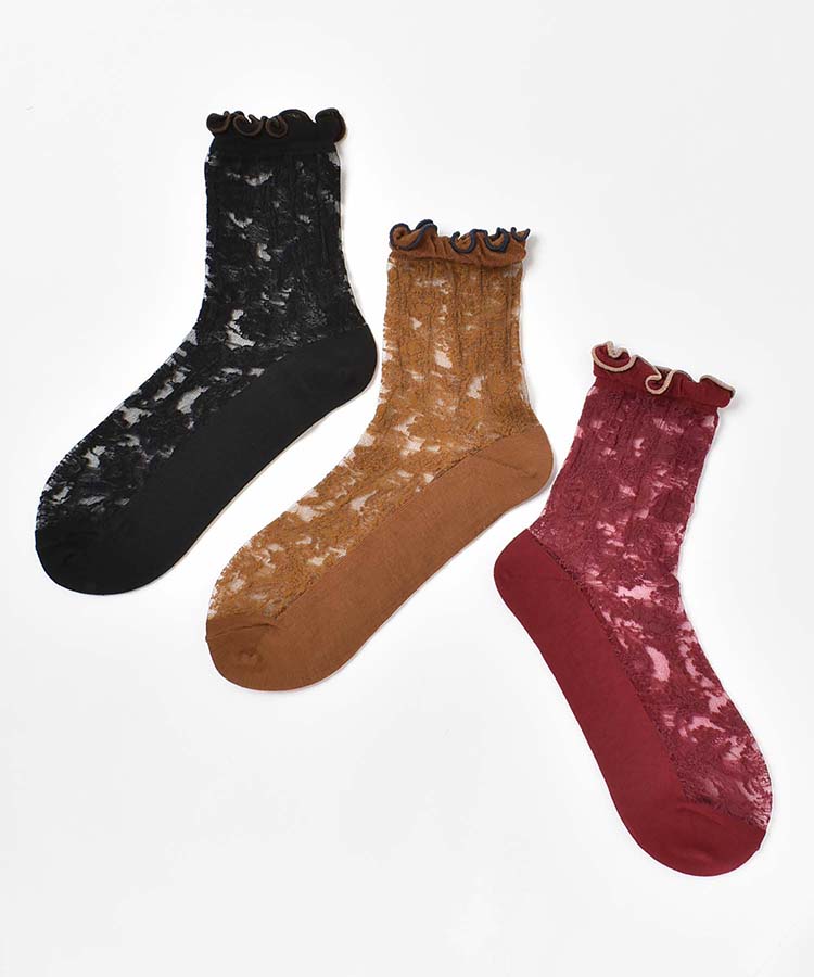 花総柄シアークルーソックス