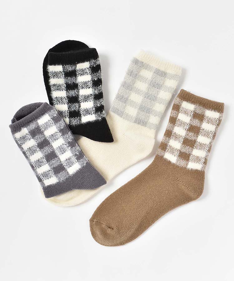 ギンガムチェッククルーソックス