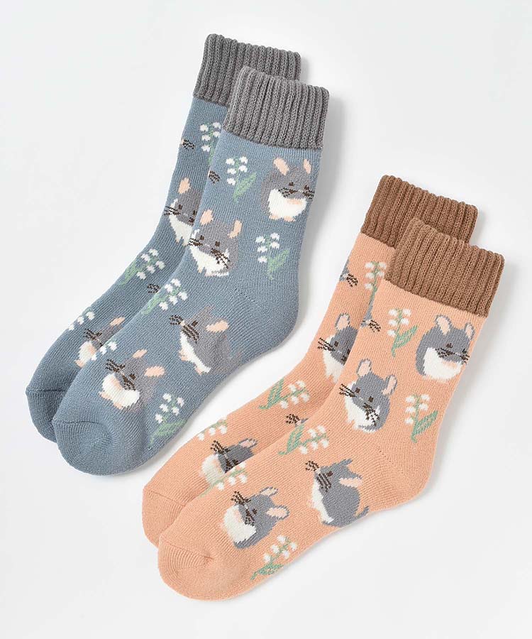 チンチラ裏起毛クルーソックス