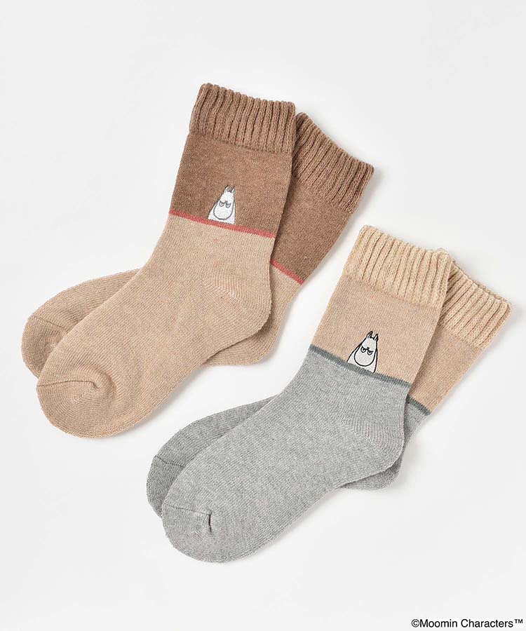 怒りムーミン刺繍切替ルームソックス