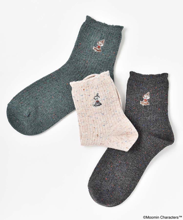 リトルミイ刺繍ネップロークルーソックス