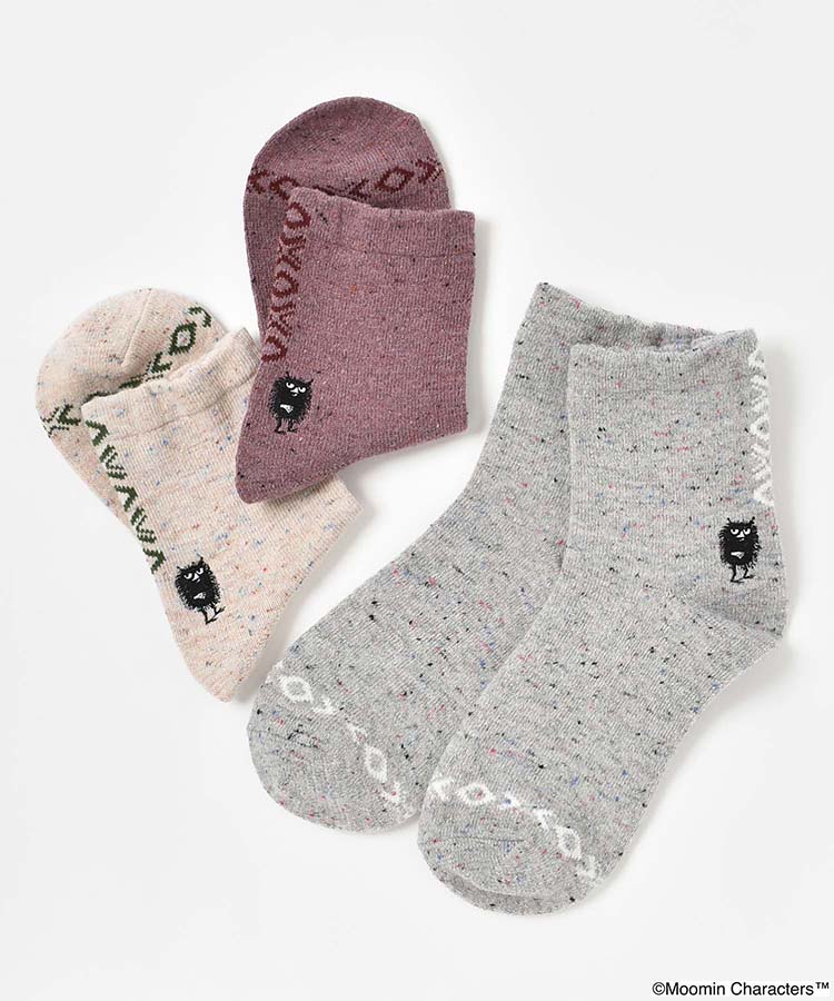 スティンキー刺繍ネップロークルーソックス