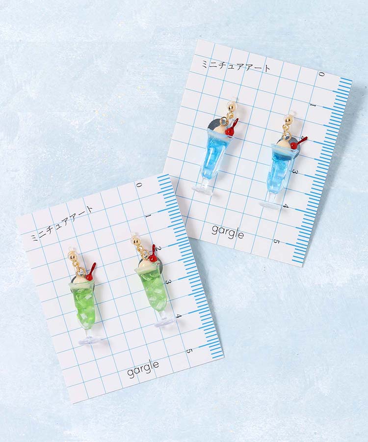 クリームソーダ樹脂イヤリング