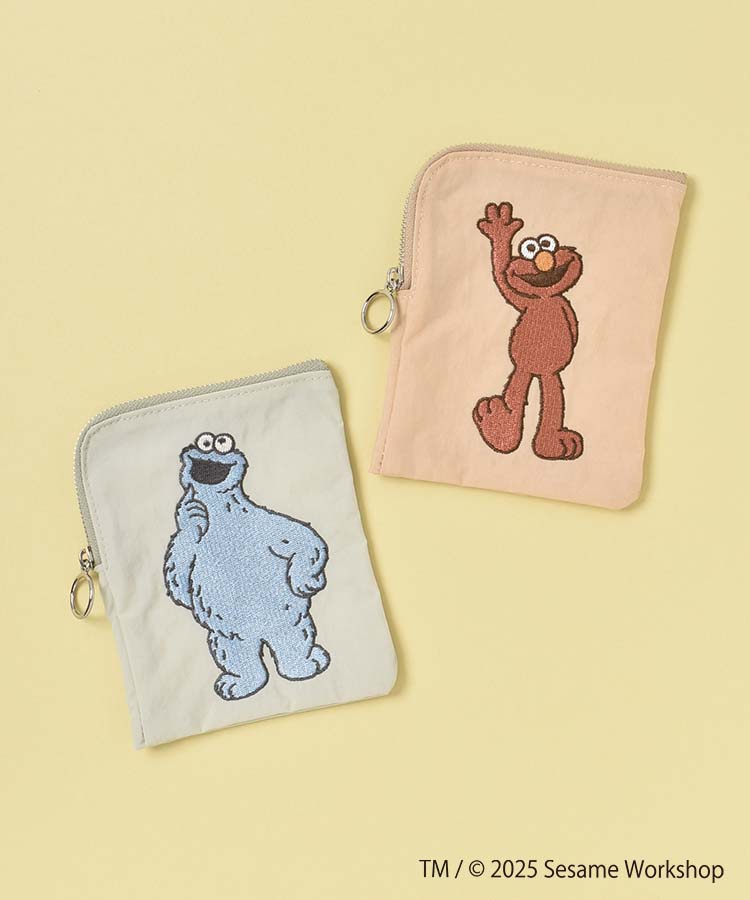 SESAME STREET EMBROIDERYミニフラットポーチ