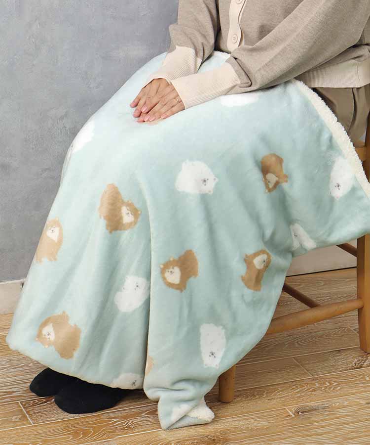 いぬボア付きブランケット
