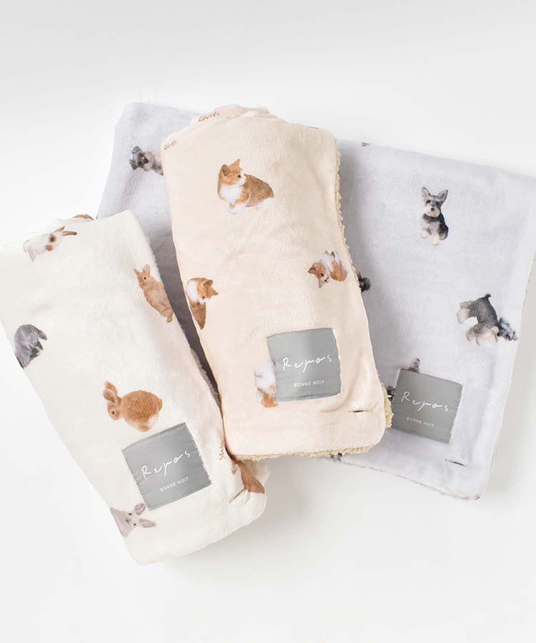 モチーフプリント3wayひざ掛け