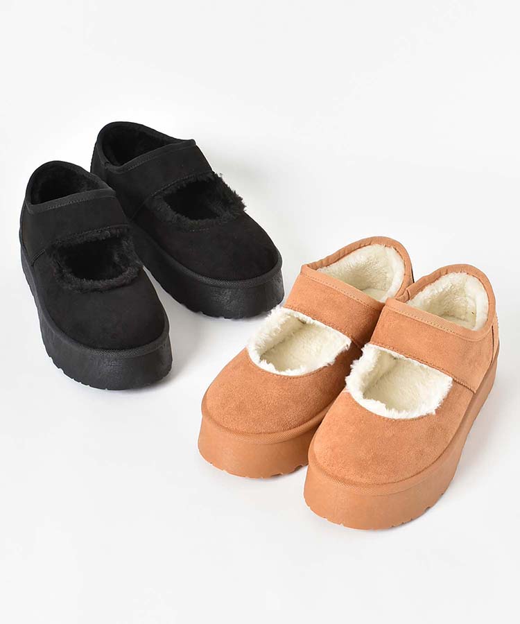 撥水厚底ムートンメリージェーン