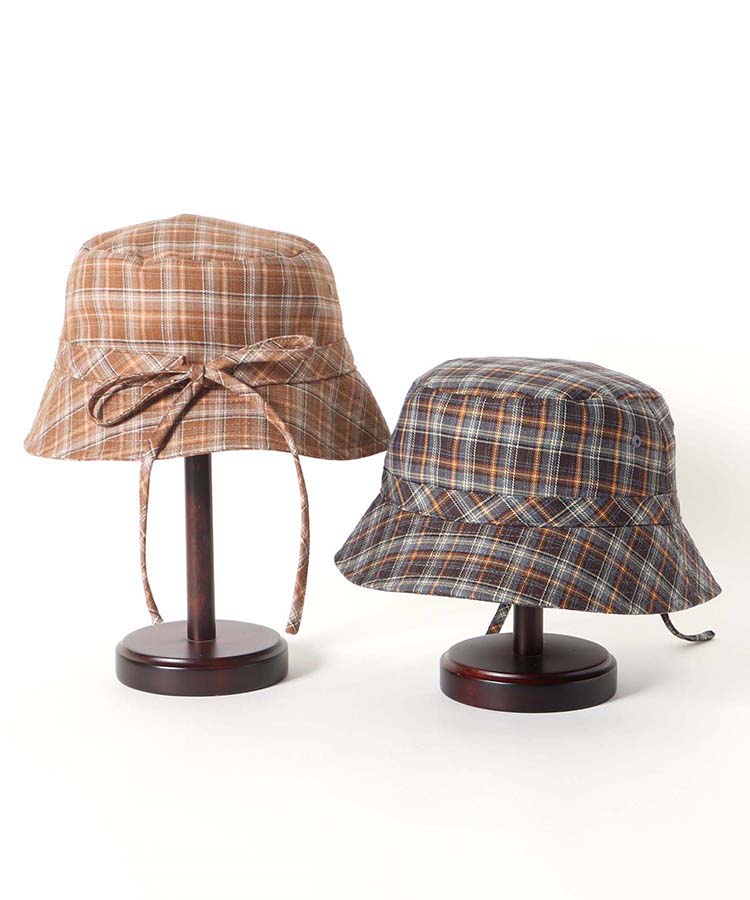 チェックリボンハット