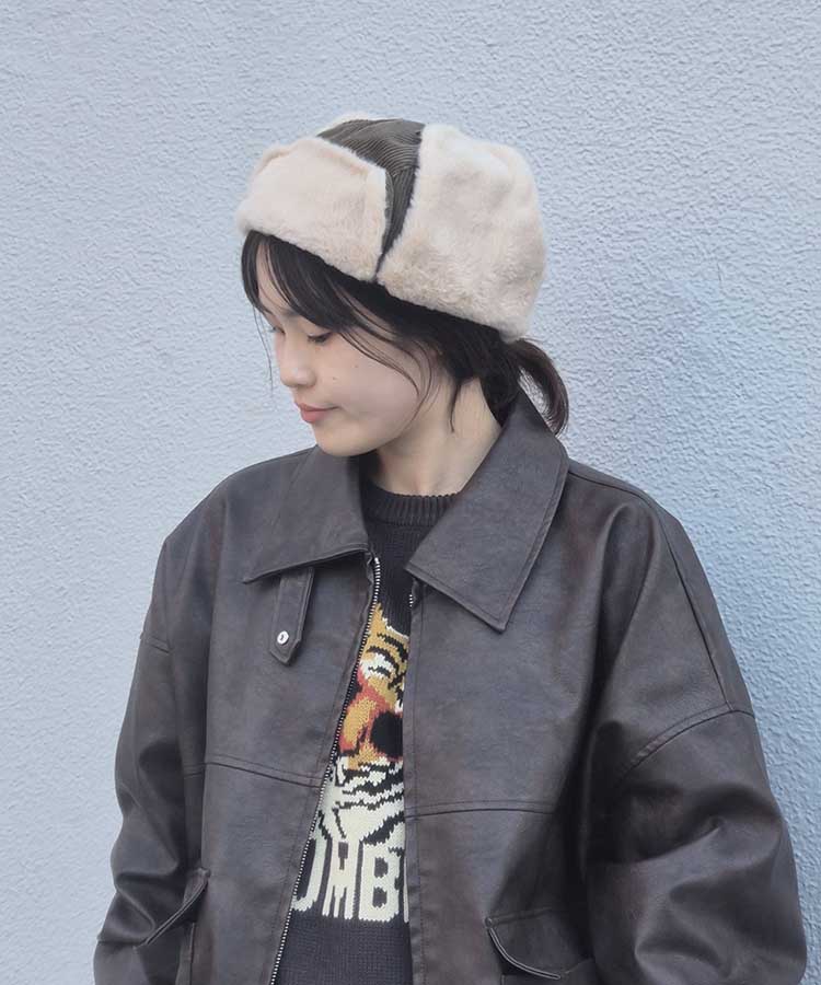 コーデュロイフライトキャップ