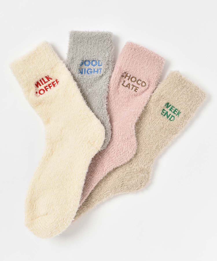 レタリング刺繍ルームソックス