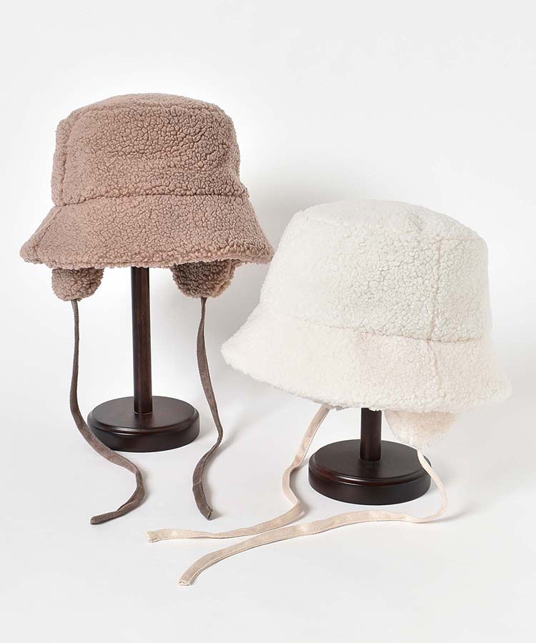 ボア耳付きハット