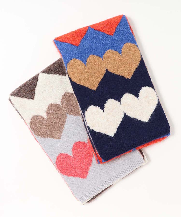 ハートジャガードニットマフラー