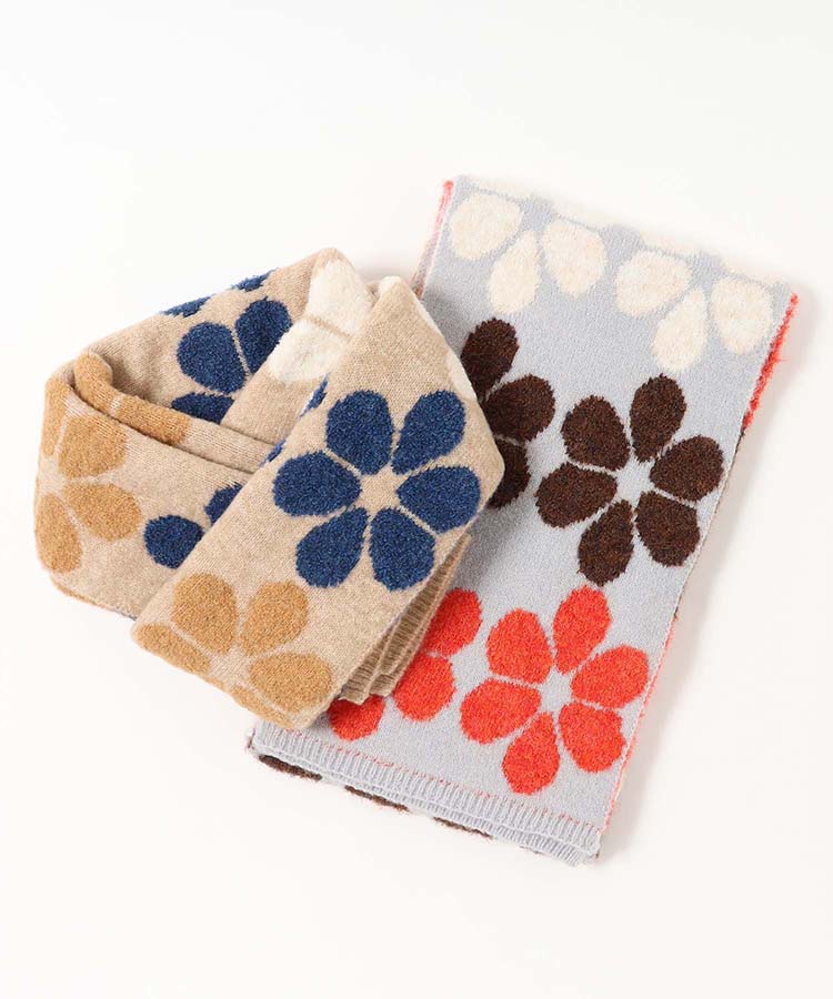 フラワージャガードニットマフラー