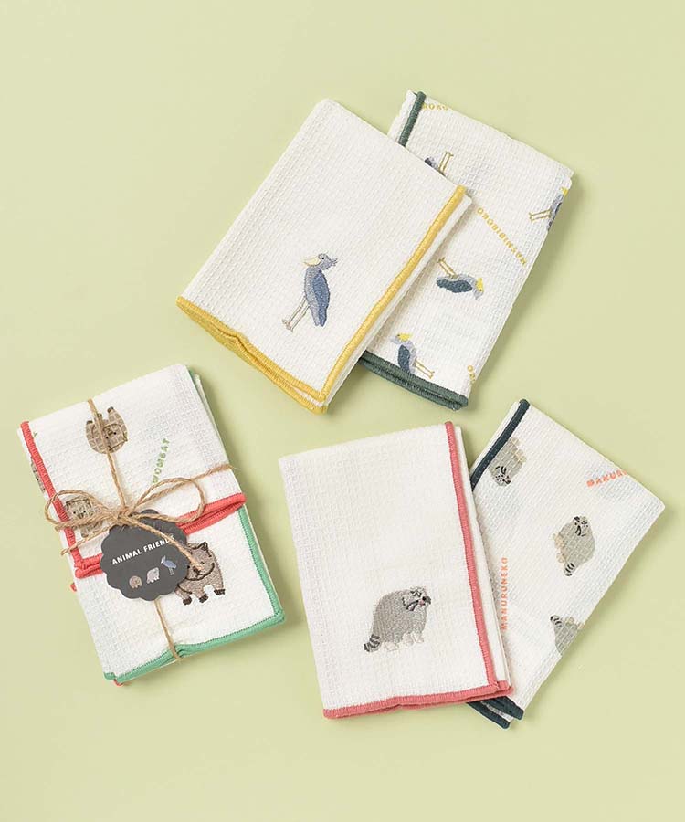 レアアニマル刺繍ディッシュクロス