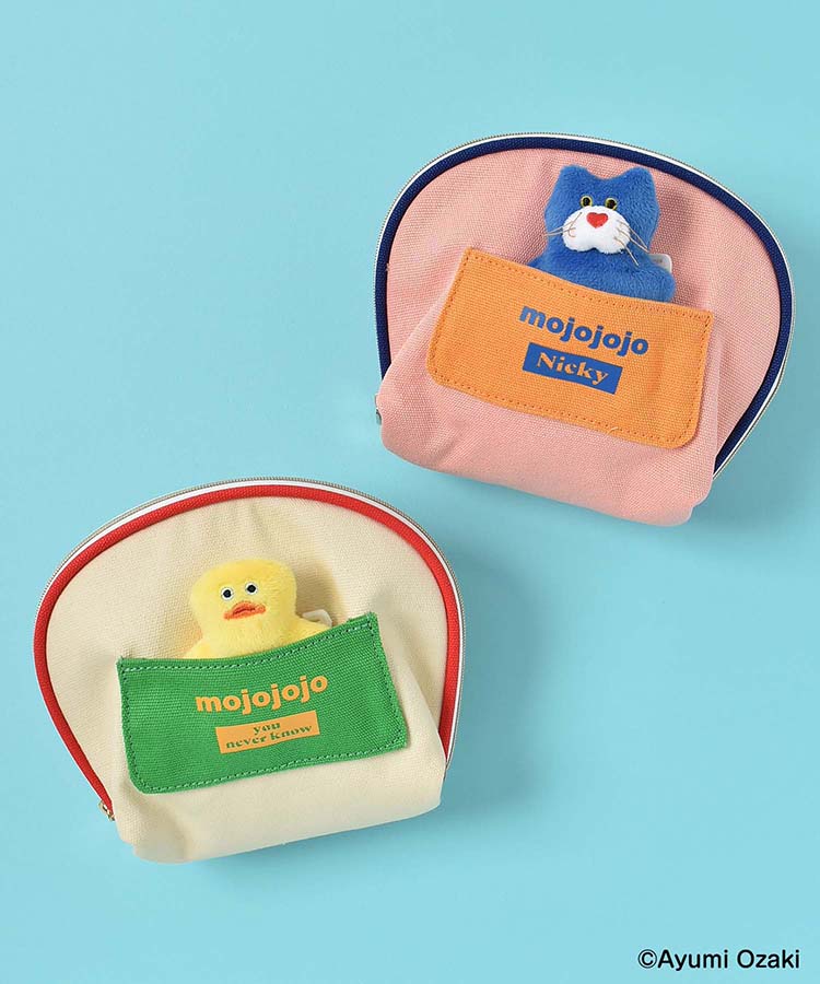 【WEB限定】mojojojoぬいぐるみバッジ付きポーチ