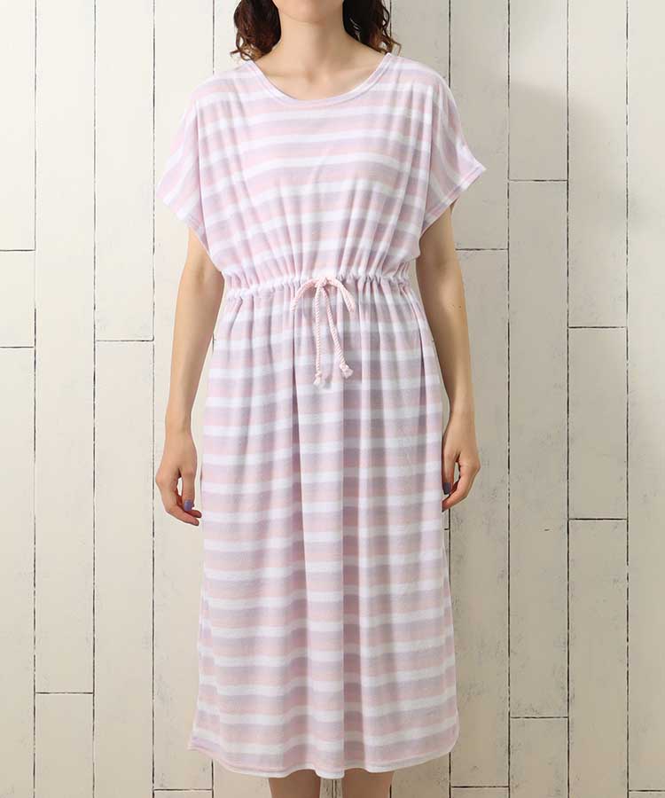 ≪SALE≫パイルボーダールームワンピ