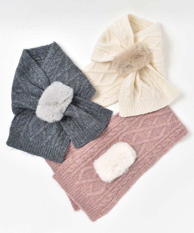 ニットファー差し込みマフラー