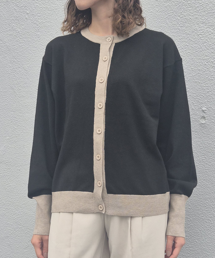 バイカラーカーディガン