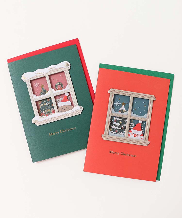 窓辺のクリスマスカード
