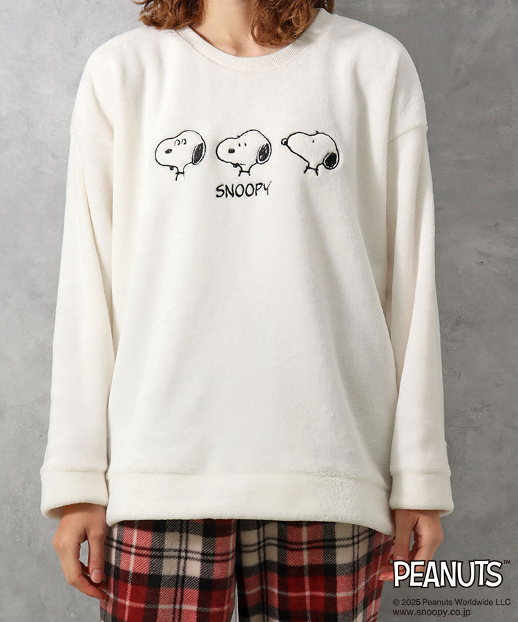 スヌーピーチェックルームウェア上下セット
