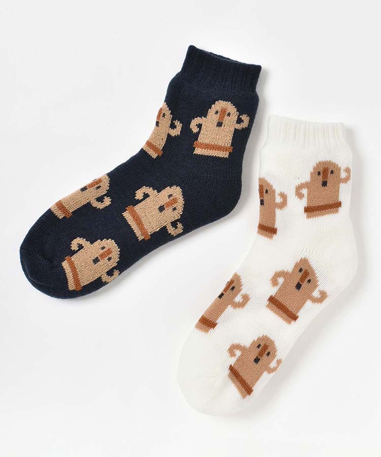 ハニワ総柄裏ボアソックス