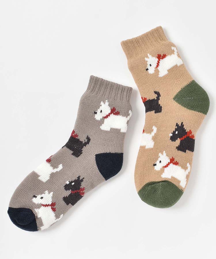 テリア総柄裏ボアソックス