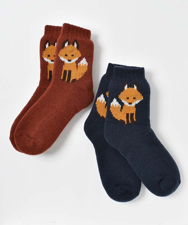 キツネワンポイント裏ボアソックス