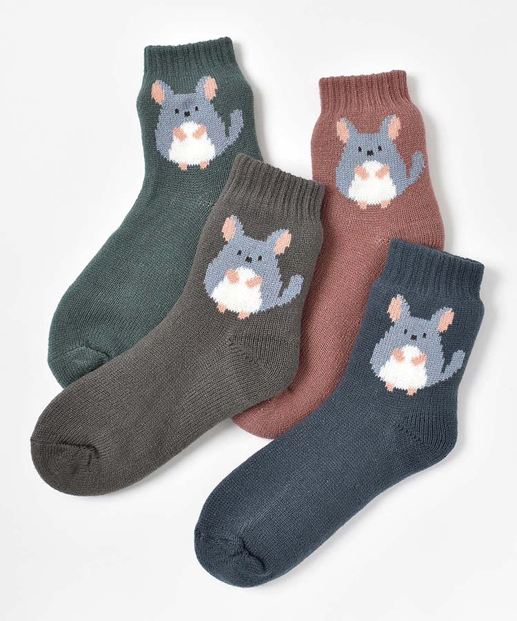 チンチラワンポイント裏ボアソックス