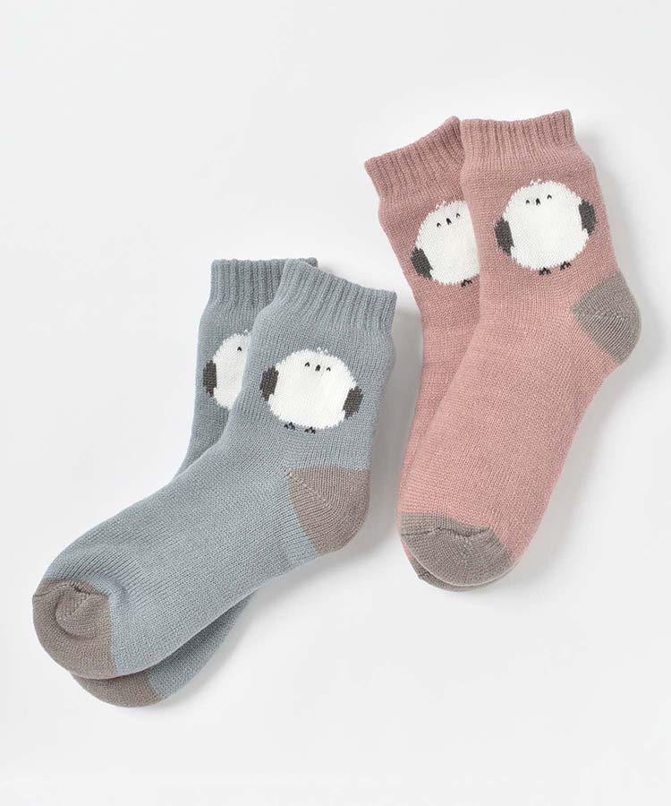 シマエナガワンポイント裏ボアソックス