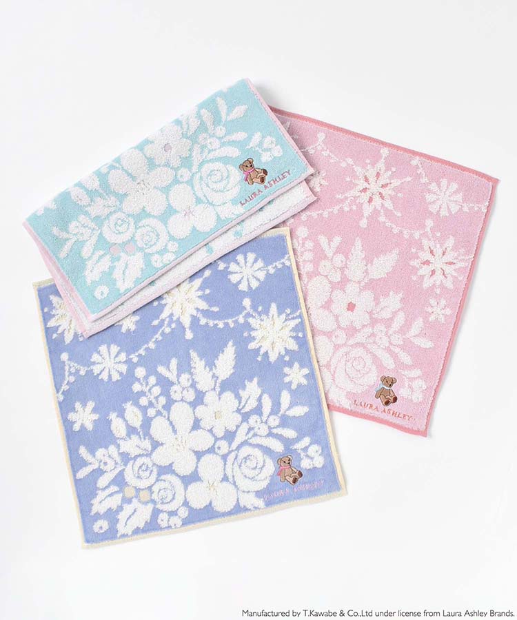 LAURA ASHLEYベアフラワータオルハンカチ