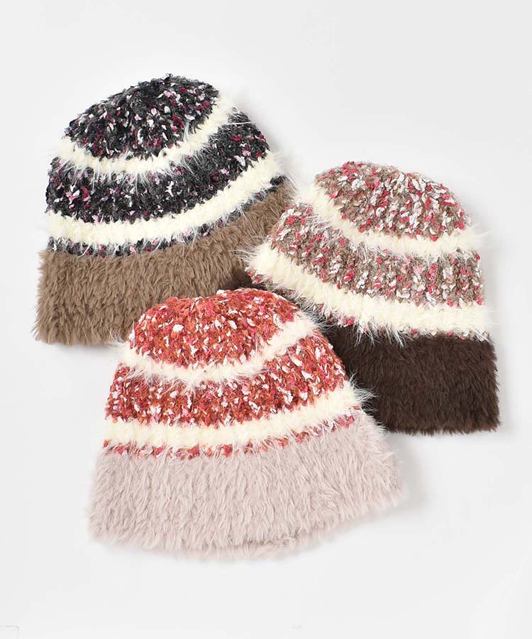 シャギーラインニット帽