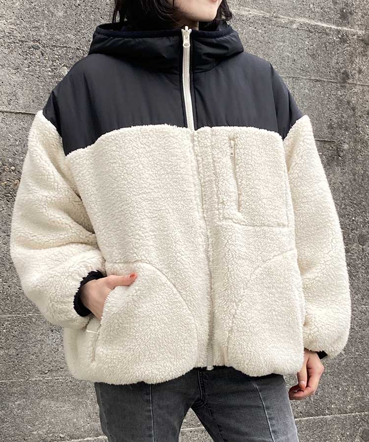 リバーシブルボアブルゾン