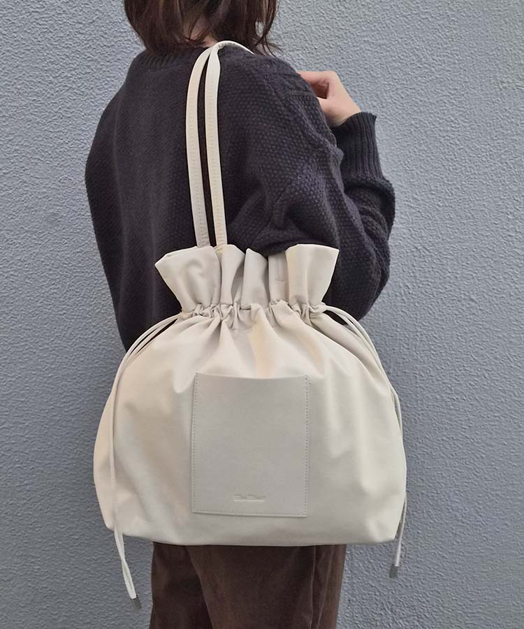巾着フロントポケットトート