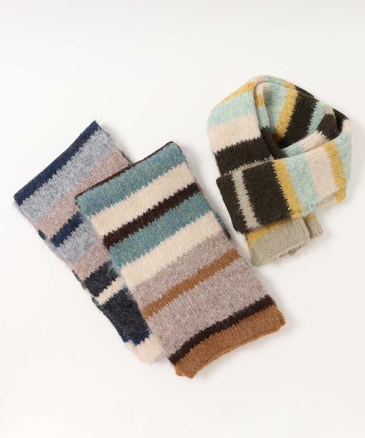 モヘアタッチボーダーマフラー