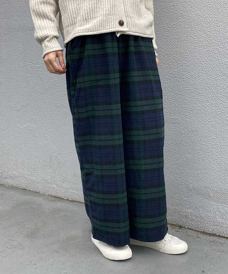 ネルチェック柄イージーパンツ