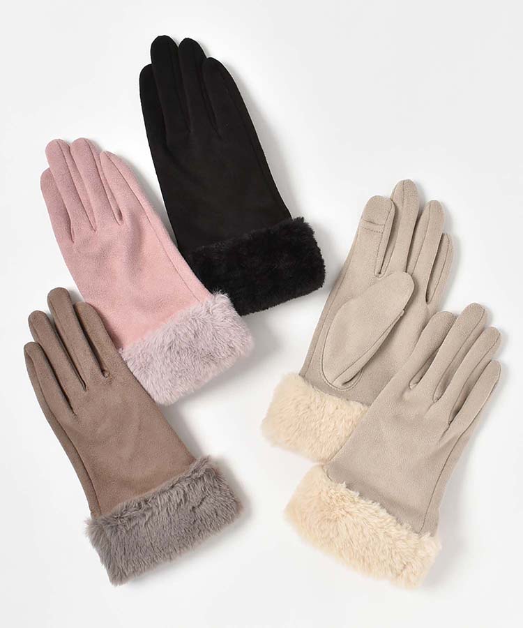 フェイクスエード指フードファーグローブ