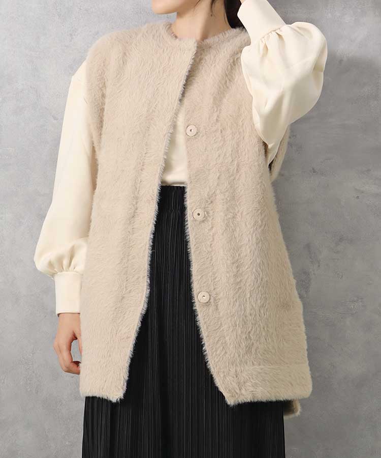 【WEB限定】シャギー2wayニットジレ