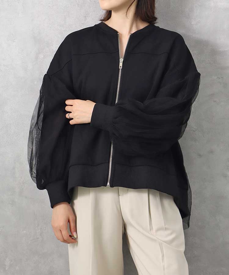 ≪SALE≫【WEB限定】ポンチ×チュールプリーツブルゾン