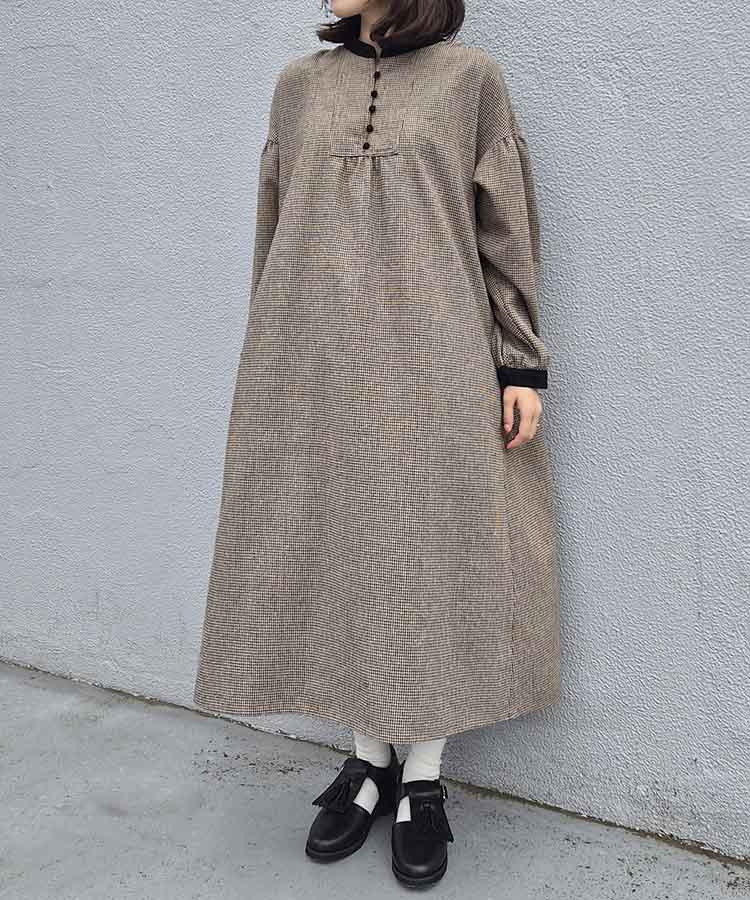 カフタンチェックワンピース