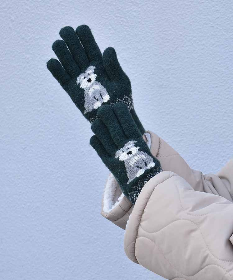 裏起毛シュナウザーニットグローブ