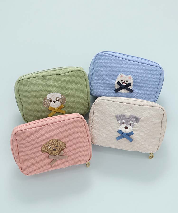 ドッグリボン多ポケットリップルポーチ