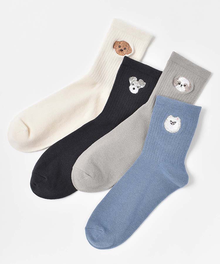 ドッグ刺繍ソックス