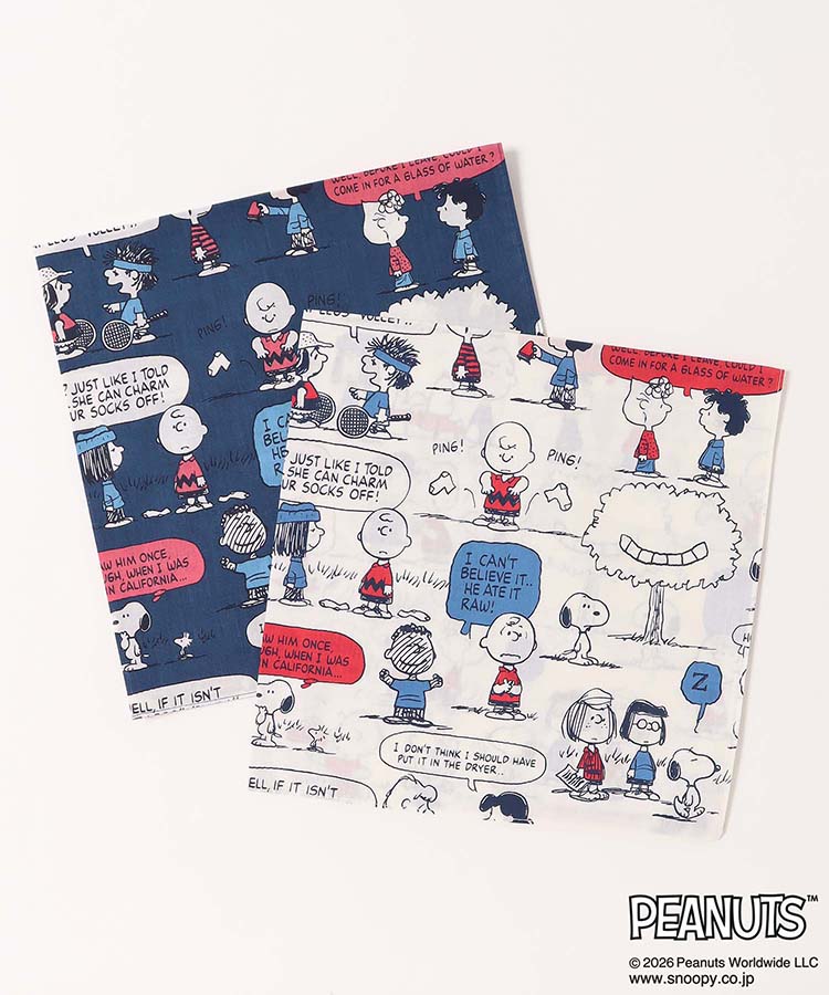PEANUTSスクロールイラストプリントハンカチ