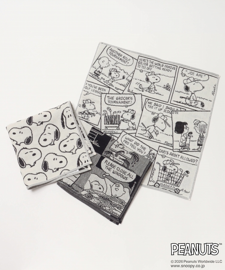 PEANUTS モノトーン三重ガーゼハンカチ
