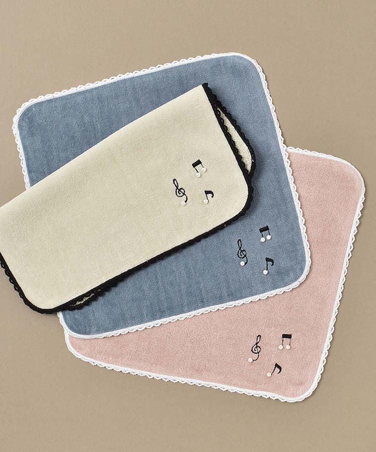 音符パール刺繍ハンカチ