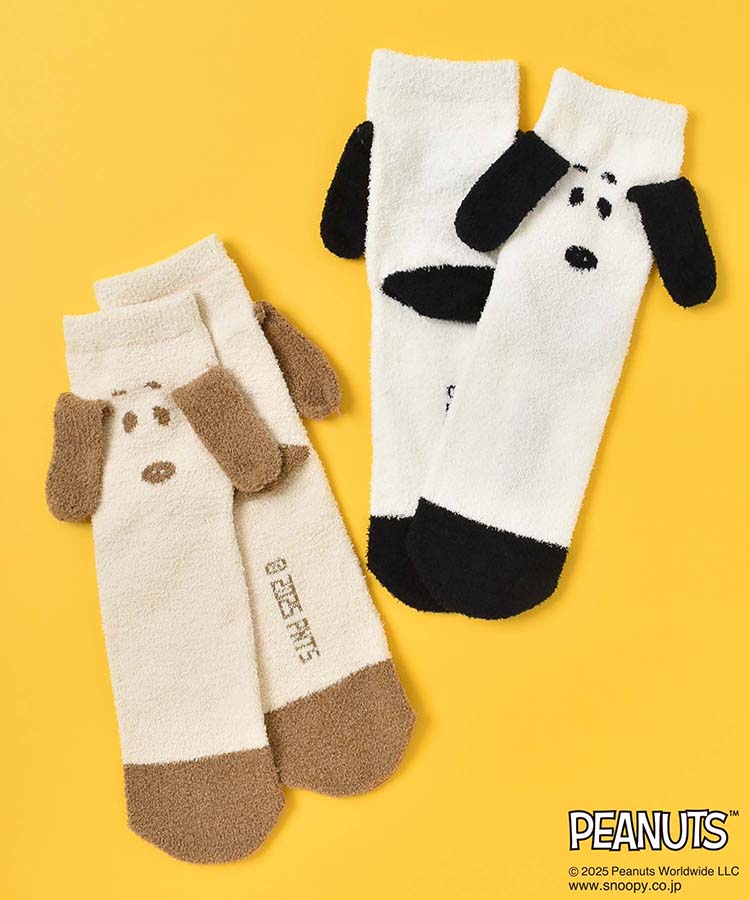スヌーピーモコモコ顔つきソックス