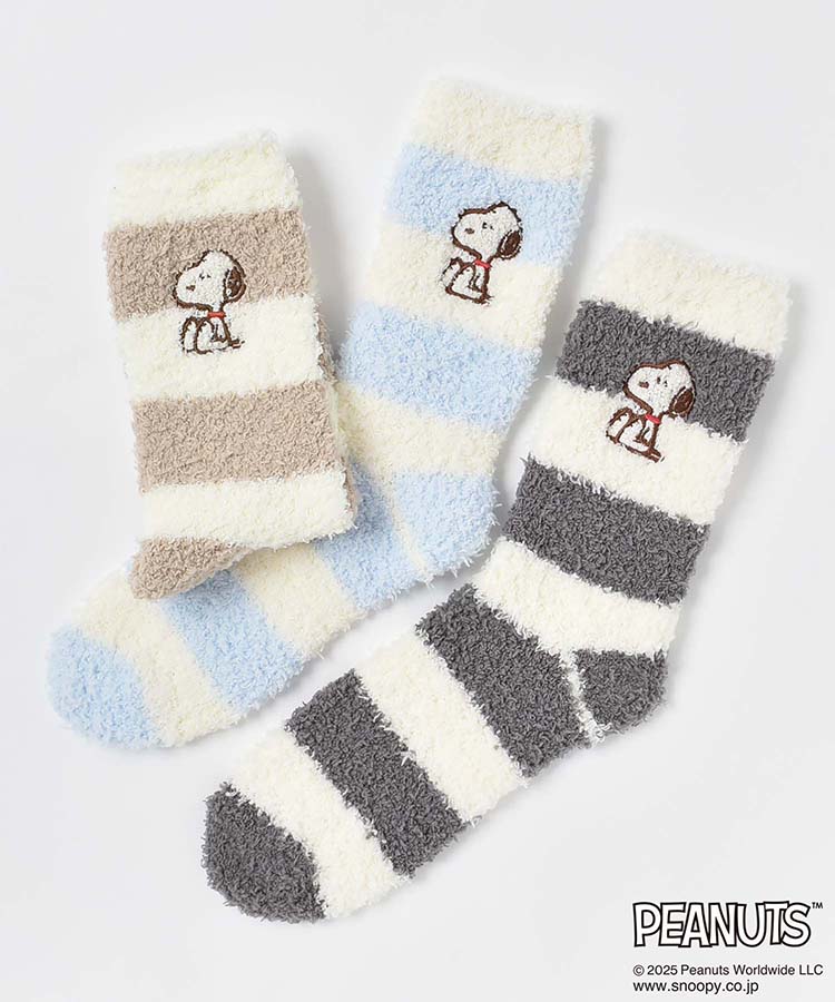 スヌーピーふわもこサガラ刺繍ソックス