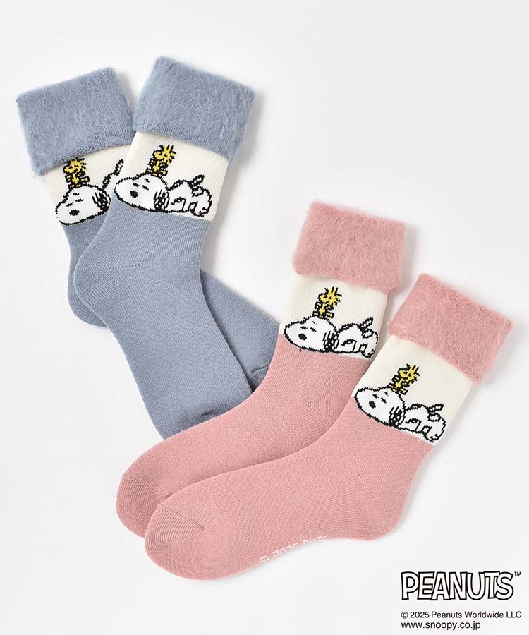 スヌーピー寝ころび裏起毛ソックス