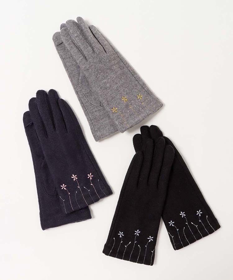 指フードフラワー刺繍グローブ